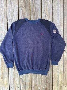 ISKO | Vintage 90s Style Navy Utility Jacquard Knit Sweatshirt | Size 2XL
